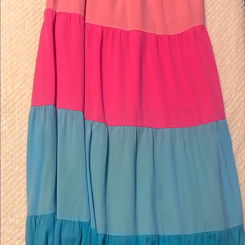 Jade Melody Womens Maxi Dress Tam Rainbow Halter Dress Colorblock Tunic Small - Picture 4 of 9